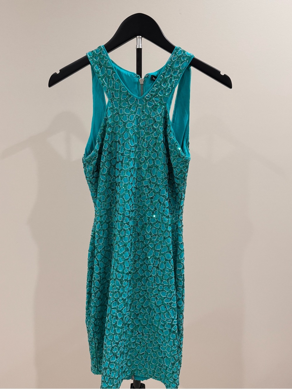 BEBE Teal Embellished Racerback Dress